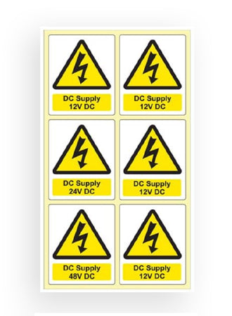 Battery Hazard label ( 6 x DC Supply )