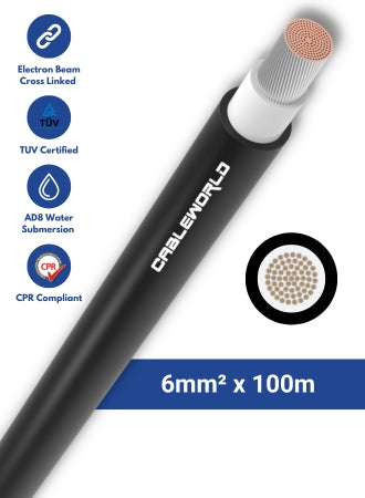 6mm2 single-core DC cable 100m - Black