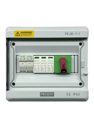 Image of Projoy DC Junction Box - One String Input with MC4 Connectors, perfect for solar panel installations and battery storage.